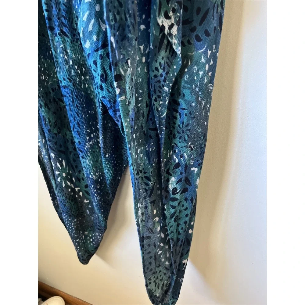 Free People el Porto Harem Jumpsuit Blue Green SIZE M Rayon Cover-up  Romper